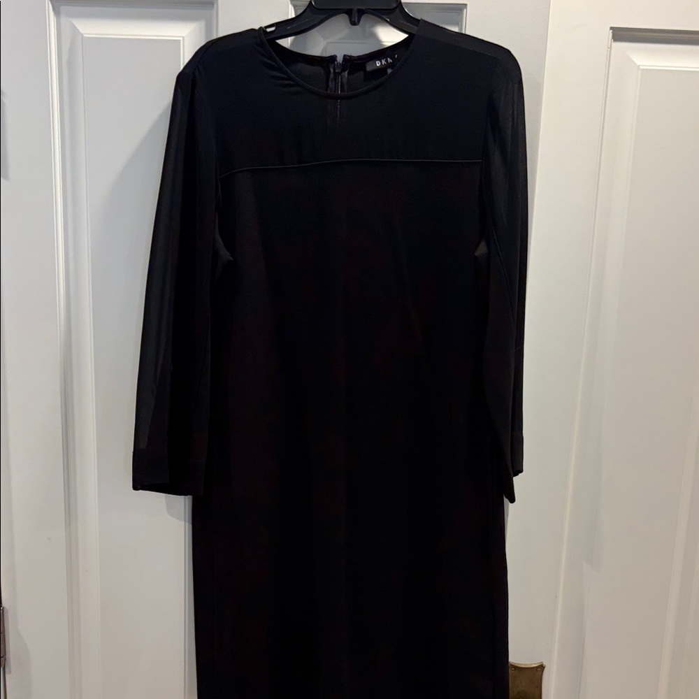 DKNY Black Long Sleeve Shift Dress